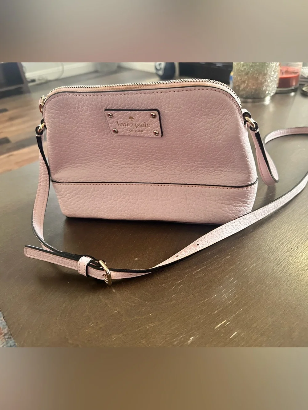 kate spade Blush Pink Pebbled Leather cross body bag  Gold Hardware